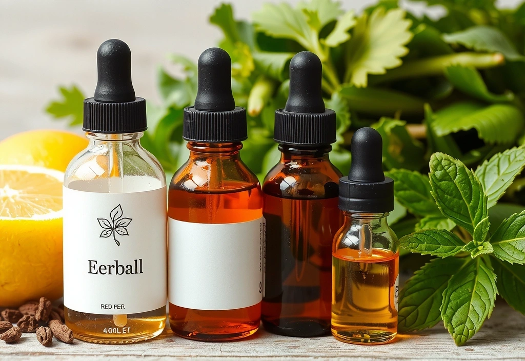 Ekstrakty roślinne w szklanych buteleczkach