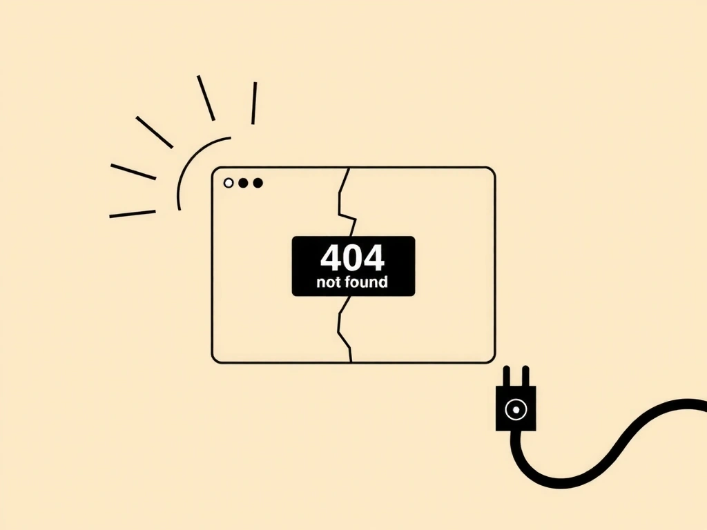 Ilustracja niedostępnej strony internetowej z symbolem błędu 404