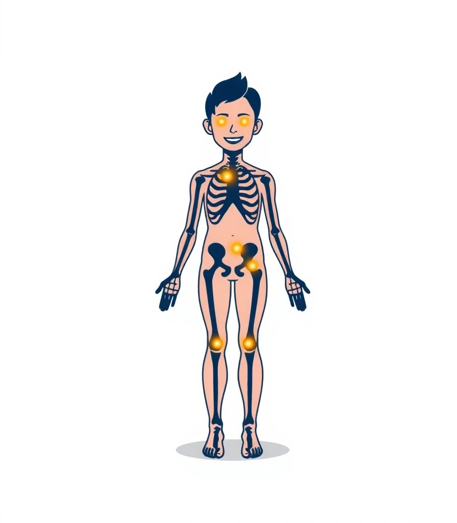 Schemat ludzkiej sylwetki z zaznaczonymi punktami interakcji